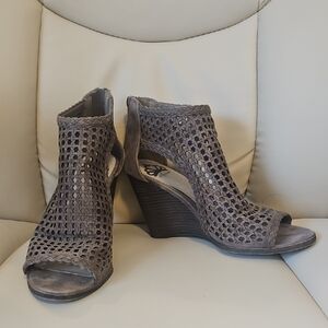 Fergalicious Gray Woven Wedge Sandals